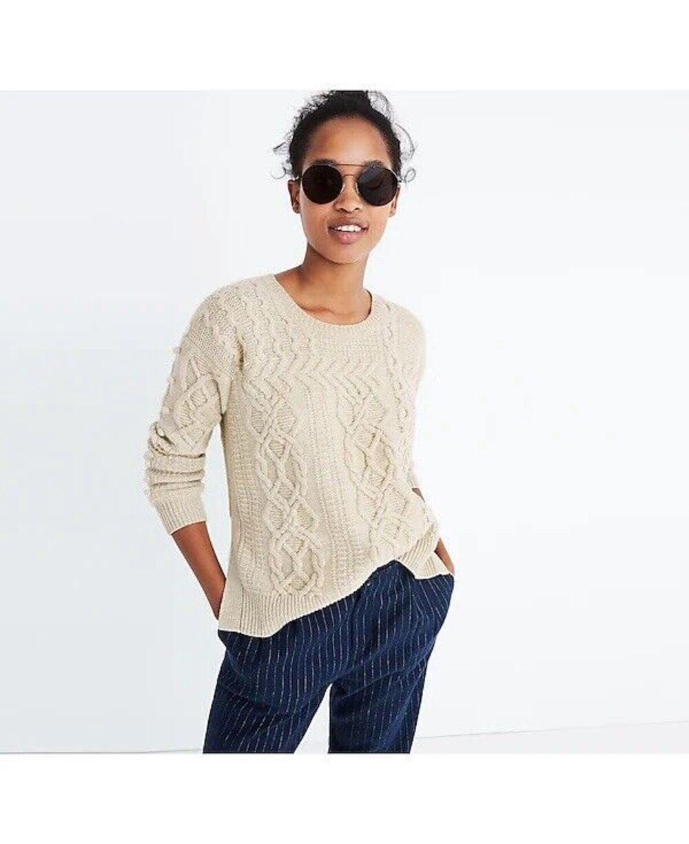 Madewell Womens Wool Open Side Bobble Pullover Sweater G9610 Cream - Picture 4 of 11